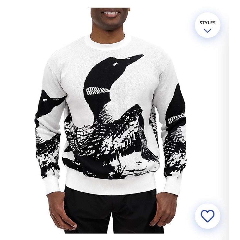 Waggle Loon Call Wildknit Sweater 2XL White Black